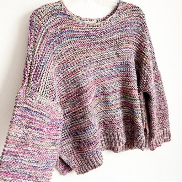 easel Sweaters - Easel Multicolor Space Dye Slouchy Loose Knit Oversized Sweater Small